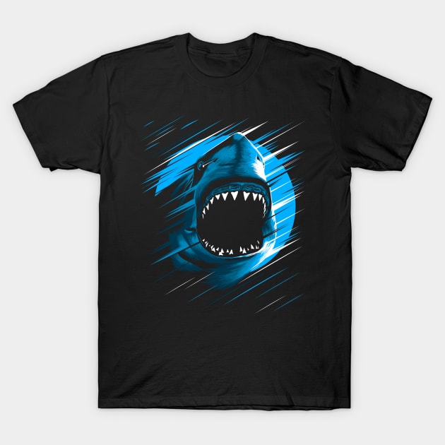 Shark Moon Lines T-Shirt by albertocubatas